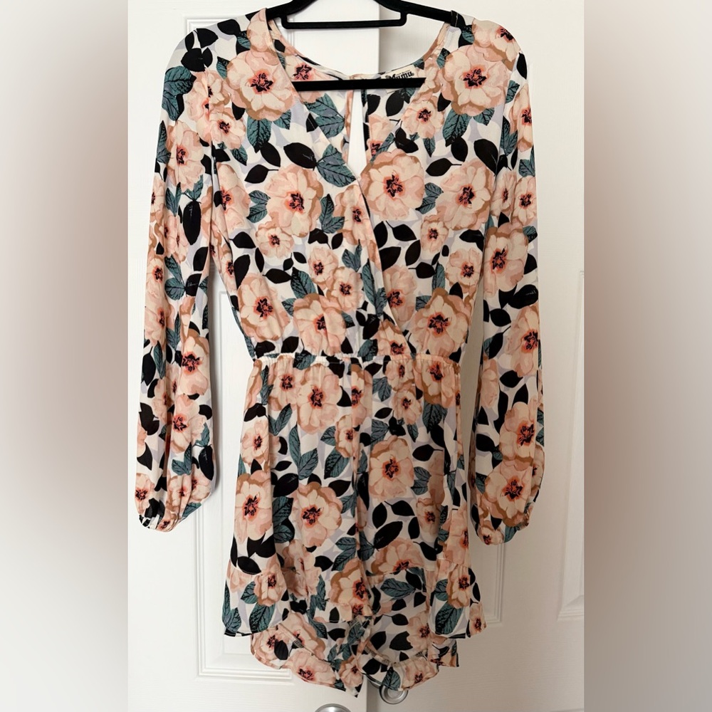 Show Me Your Mumu Rocky Romper Floral Long Sleeve Women's Flower Flowy Large